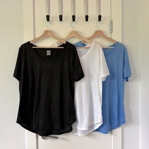 Three Floral Pattern Lightweight Short Sleeve Tops